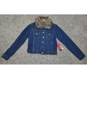 Shampoo Jean Jacket 4 Girls Blue Button Front Fur Collar Long Sleeve Denim